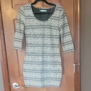 Patterned Black and White Dress